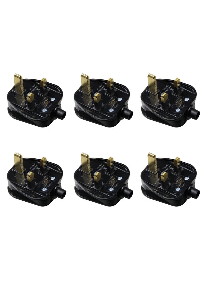 XiuWoo SYOSI 3 Pin UK Plug 13A Fused 250V Mains Plugs, for Black 50-60 Hz (6Pcs) - Image 1