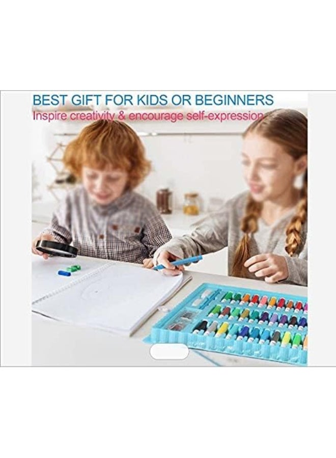 مجموعة فنية متكاملة للأطفال 150 قطعة للرسم والتلوين | صندوق فني محمول وغير سام مع مقبض | مواد كاملة لجميع الأعمار | آمنة وصديقة للبيئة - Image 2
