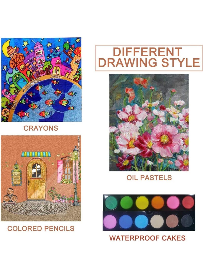 مجموعة فنية متكاملة للأطفال 150 قطعة للرسم والتلوين | صندوق فني محمول وغير سام مع مقبض | مواد كاملة لجميع الأعمار | آمنة وصديقة للبيئة - Image 4