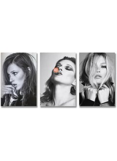 DFVBNH Kate Moss Black And White Poster Set of 3 Hot Super Model Poster 90s Canvas Wall Art Room Aesthetic Decor Posters 12x18inch(30x45cm)-3pcs