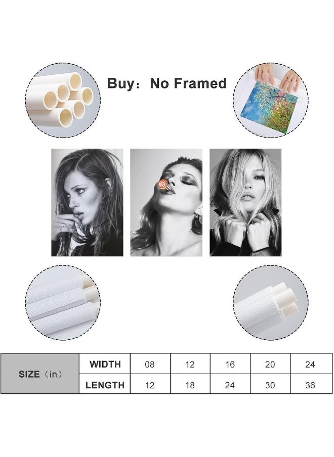 Home Trove - DFVBNH Kate Moss Black And White Poster Set of 3 Hot Super Model Poster 90s Canvas Wall Art Room Aesthetic Decor Posters 12x18inch(30x45cm)-3pcs - Image 1