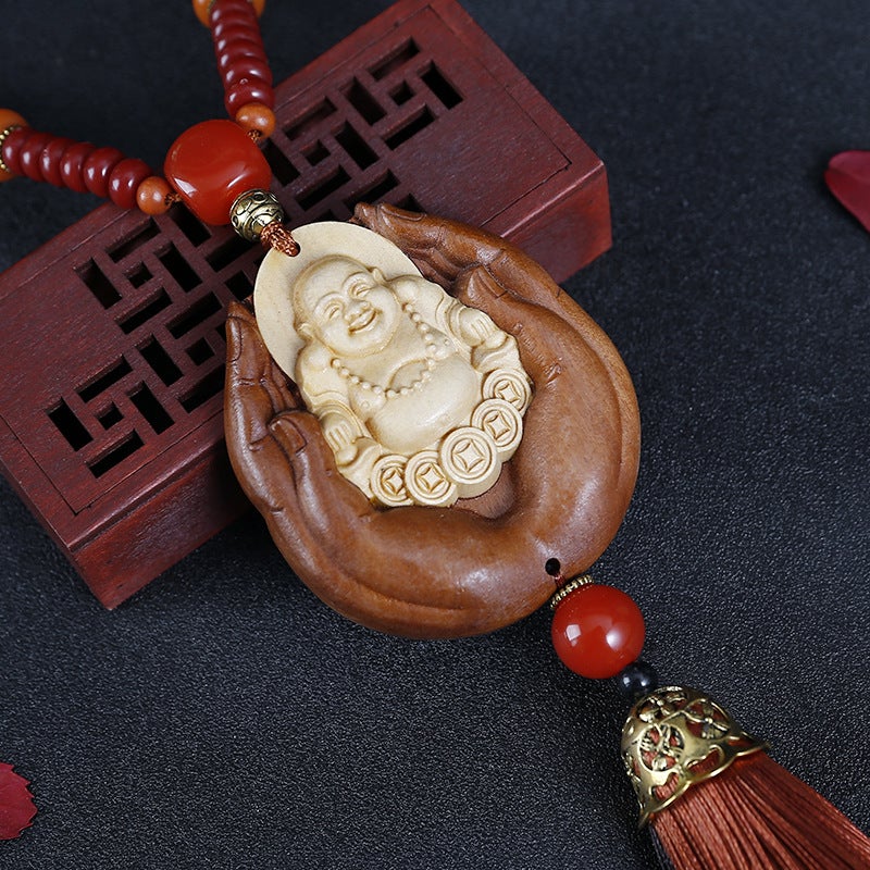 New Stitching Car Pendant Pendant Peach Wood Pendant Car Creative Gift Pendant Vintage Pendant - Image 4