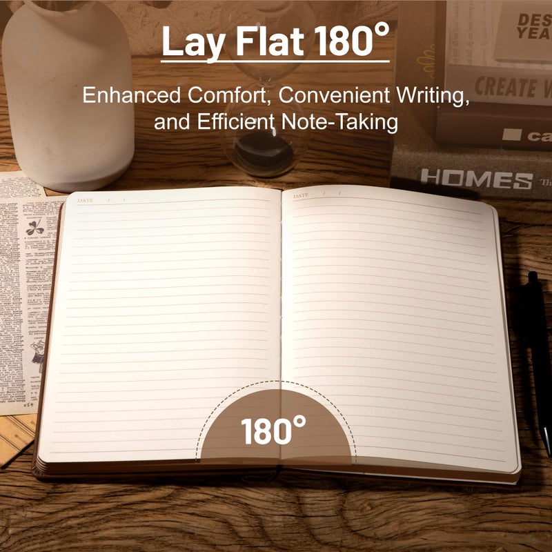 CAGIE Compass Leather Notebook Journal for Men, 100 GSM 288 Pages Lined Journals for Writing, A5 Hardcover Journaling Notebooks Gift Set with Pen for Travel Office Daily Writing - Image 4