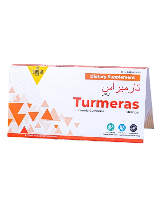 Turmeras Pack Of 10 Turmeras Turmeric Gummies For Cold And Cough  - Curcumin - Orange