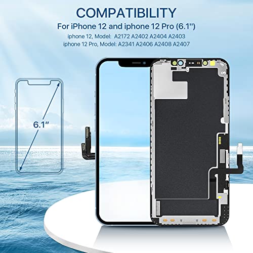 FFtopu for iPhone 12 and 12 Pro Screen Replacement Kit 6.1'' LCD Display 3D Touch Full HD Digitizer Full Assembly Repair Kits not for Model 12 Pro Max and 12 Mini - Image 2