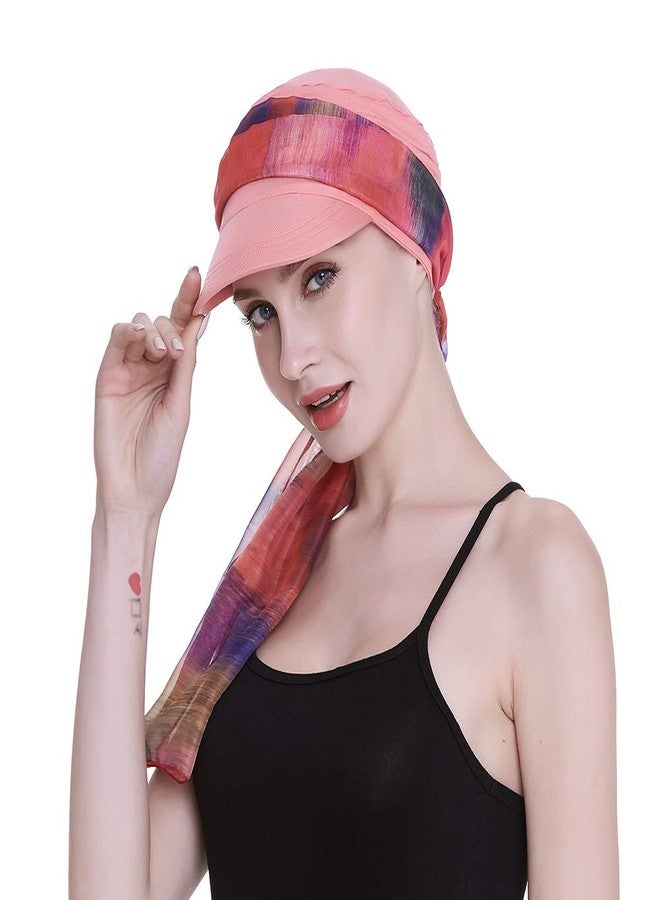فوكوس كير أغطية رأس مبتكرة للنساء اللواتي يخضعن للعلاج الكيميائي، عمامات للعطلات، قبعة تسوق لتساقط الشعر، لون مرجاني - Image 3