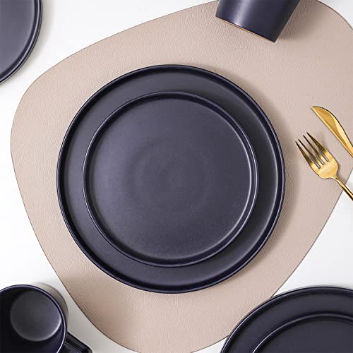 Stone Lain Cleo Modern Stoneware 16-Piece Dinnerware Set, Plates and Bowls Set, Dish Set Service For 4, Dark Blue - Image 4