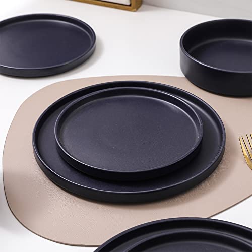 Stone Lain Cleo Modern Stoneware 16-Piece Dinnerware Set, Plates and Bowls Set, Dish Set Service For 4, Dark Blue - Image 3