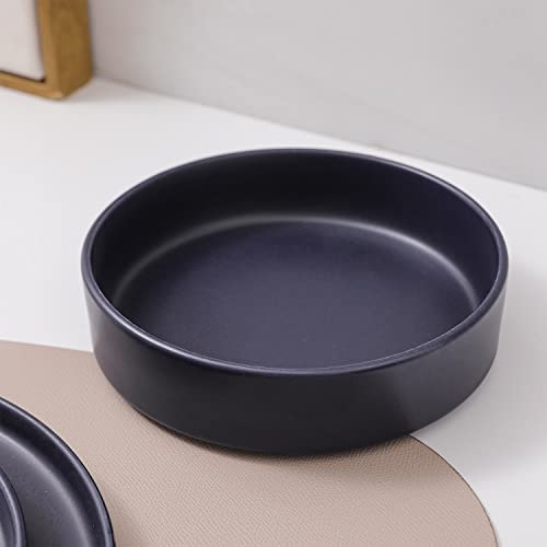 Stone Lain Cleo Modern Stoneware 16-Piece Dinnerware Set, Plates and Bowls Set, Dish Set Service For 4, Dark Blue - Image 5