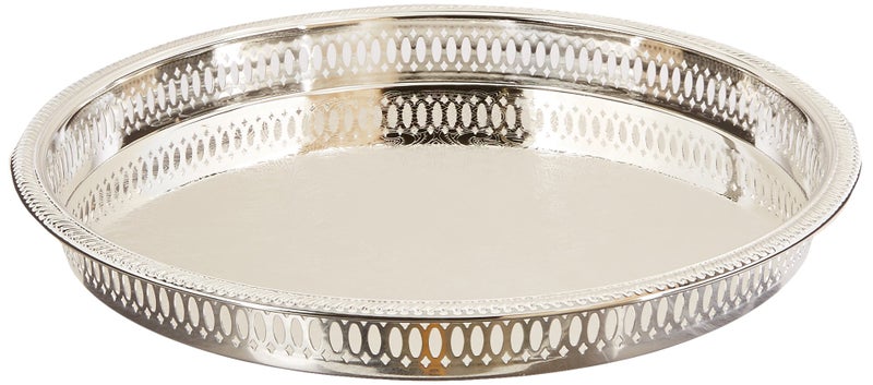 Elegance Silver Round Silver Plated Gallery Tray, 12-3/4" - Image 1