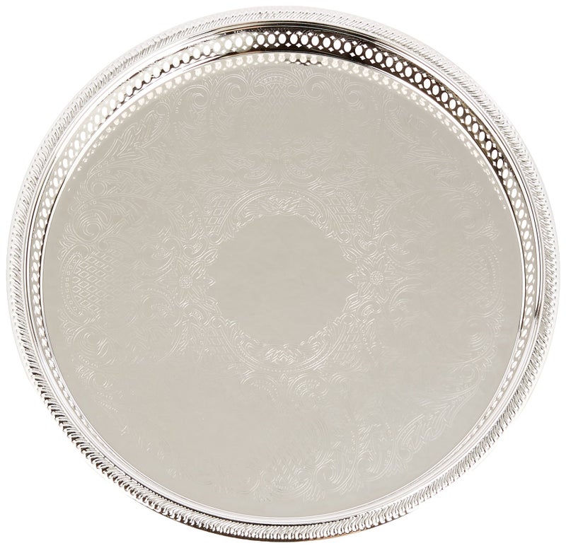 Elegance Silver Round Silver Plated Gallery Tray, 12-3/4" - Image 2