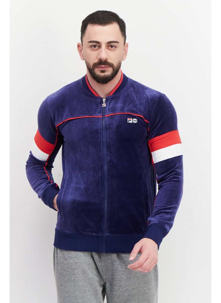 FILA Men Sportswear Fit Mock Neck Long Sleeve Training Jackets, Blue  - Image 1