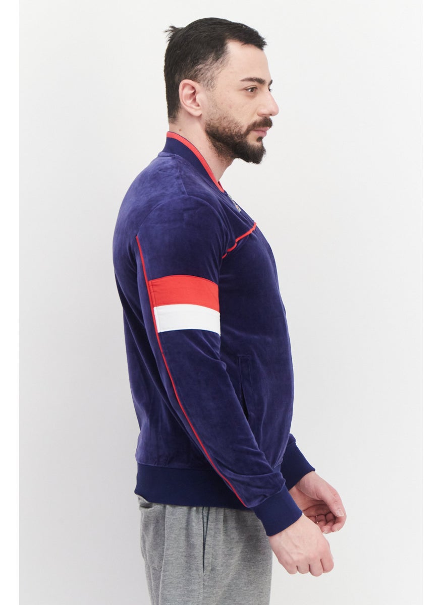FILA Men Sportswear Fit Mock Neck Long Sleeve Training Jackets, Blue  - Image 3