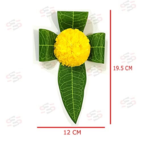 S2S Stylish Mango Leaves & Flowers Decoration at Home | Beautifully Crafted Artificial Flower | Easy Simple Backdrop (Yellow - 6 Pcs & Orange - 6 Pcs) - Image 4