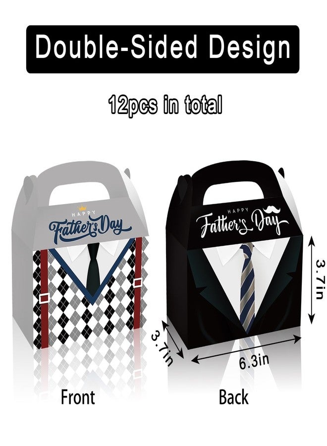 Habbiful 12pcs Fathers Day Gift Boxes for Dad Happy Father's Day Candy Gift Wrap for Men Papa Grandpa Father's Day Party Supplies for Dad Birthday Theme Party,Anniversary Decor,Black and Light Blue - Image 2