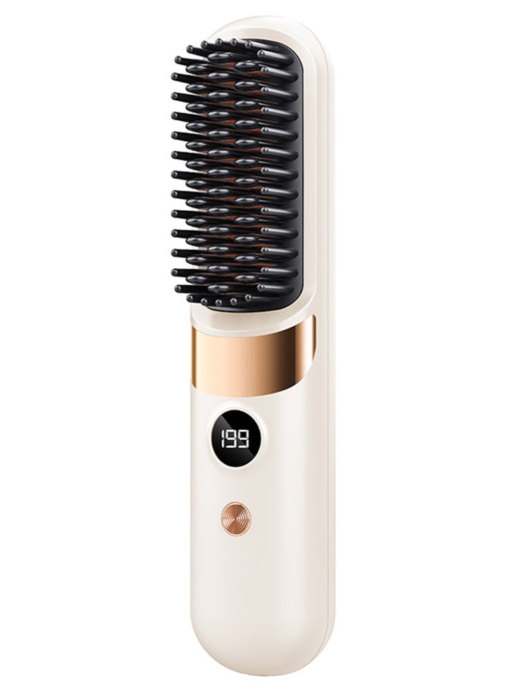 Electric Hair Straightener Brush, Portable Ceramic Ionic Straightening Comb and Curler, LED Display, Fast Heating, 3 Temp Settings & Anti-Scald Head Massager for All Hair Types - Image 1