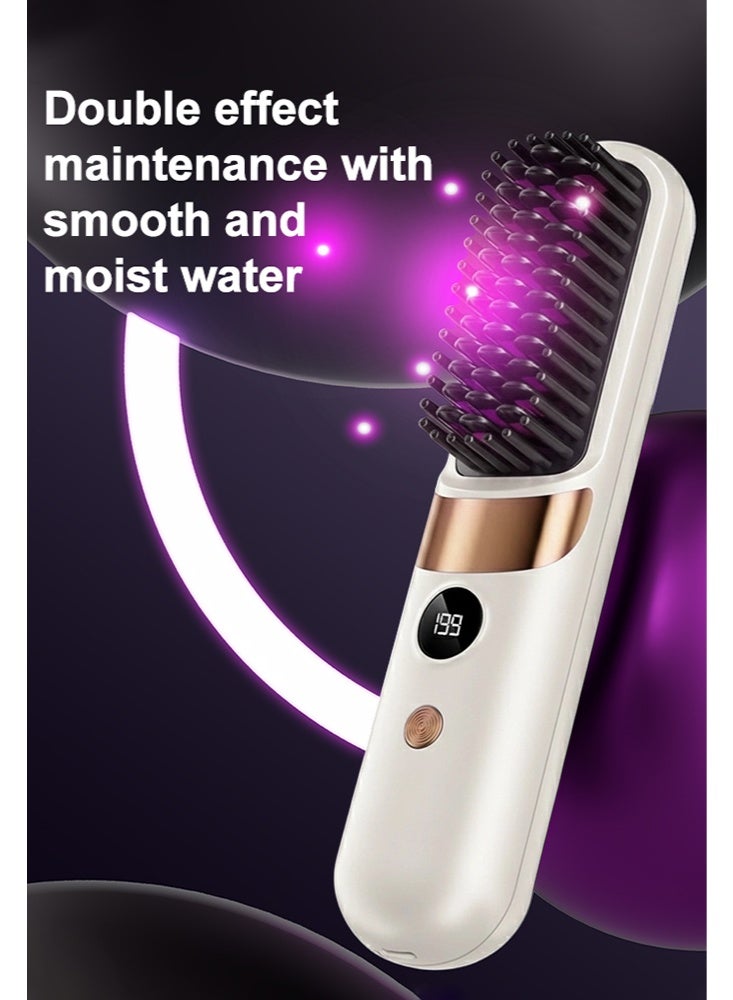 Electric Hair Straightener Brush, Portable Ceramic Ionic Straightening Comb and Curler, LED Display, Fast Heating, 3 Temp Settings & Anti-Scald Head Massager for All Hair Types - Image 5