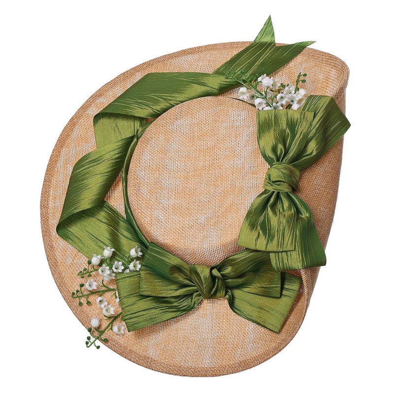 COSDREAMER Girls Women Victorian Tea Party Sun Hat Bows Flowers Straw Hats (M) - Image 1