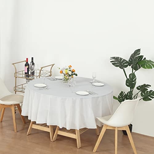 EVER SHINE Evershine 3X Thicker Heavy Duty Plastic Table Covers Round Tablecloth, Disposable Tablecloth 12 Pack Round 84" White - Image 4