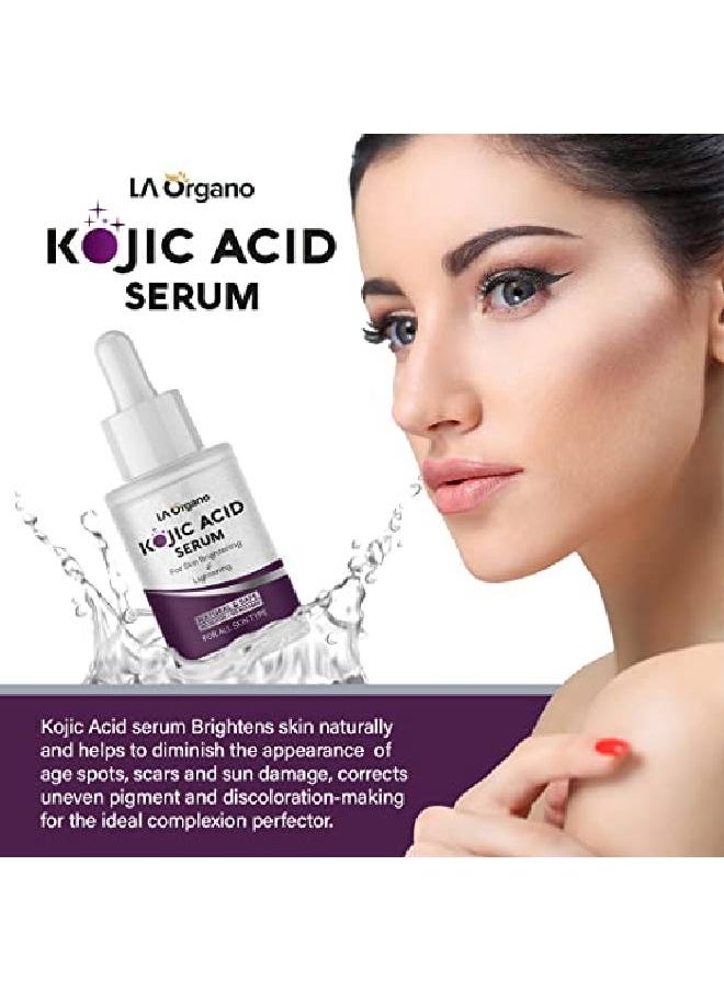 LA Organo - Kojic Acid Face Serum Enriched with Licorice Vitamin C Niacinamide for Skin Brightening & Lightening Reduce Dark Spots Scars Wrinkles & Fine lines 30 ML - Image 1