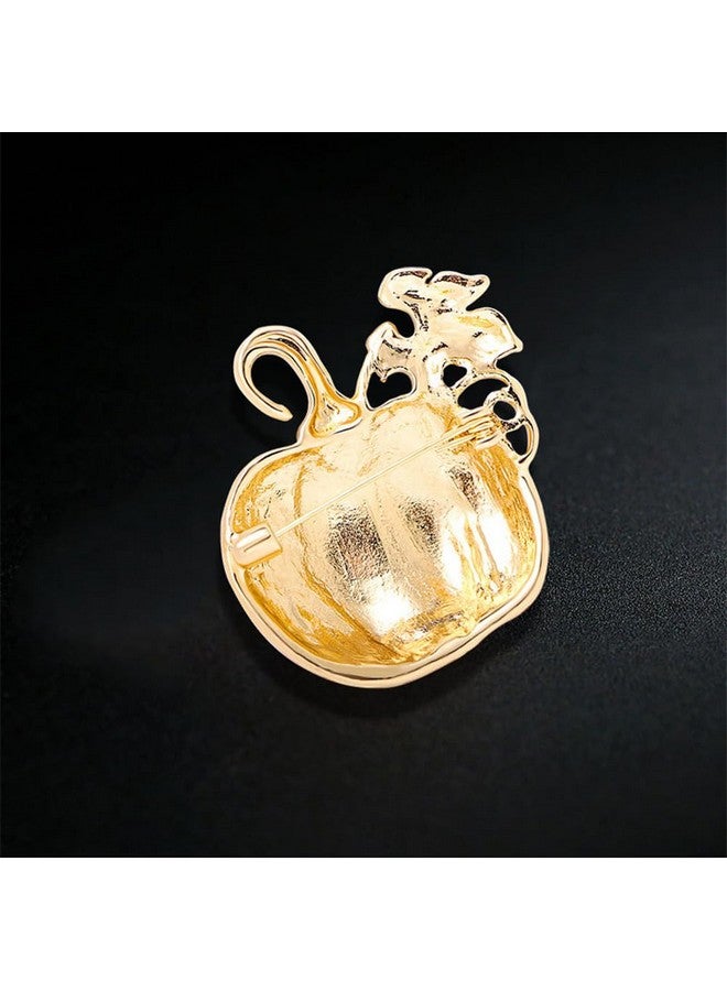 Dtja Rhinestone Pumpkin Brooch Pin for Women Girls Gold Tone Fashion Enamel Halloween Thanksgiving Green Leaf Brooches Lapel Pins Cute Fall Holiday Festival Hat Bag Suit Dress Accessories Jewelry Gift Souvenir - Image 5