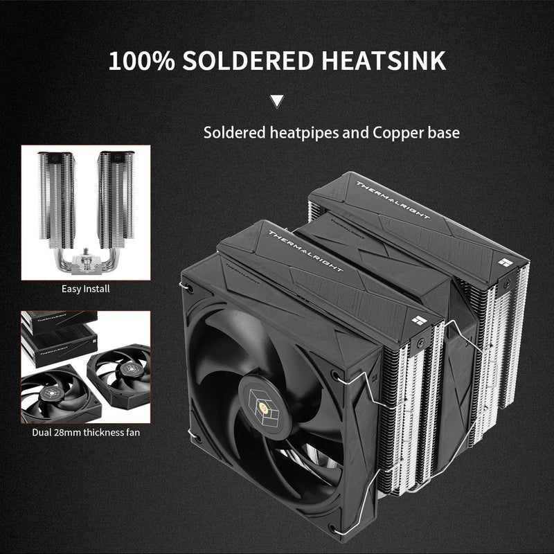 Thermalright Royal Pretor 130 CPU Air Cooler, Computer Double Towers Radiator, 6 Heat Pipes CPU Cooler, Dual PWM Fans,High Performance PC Cooler,for AM4/AM5;Intel 1851/1700/1150/1551/1200/2011 - Image 4