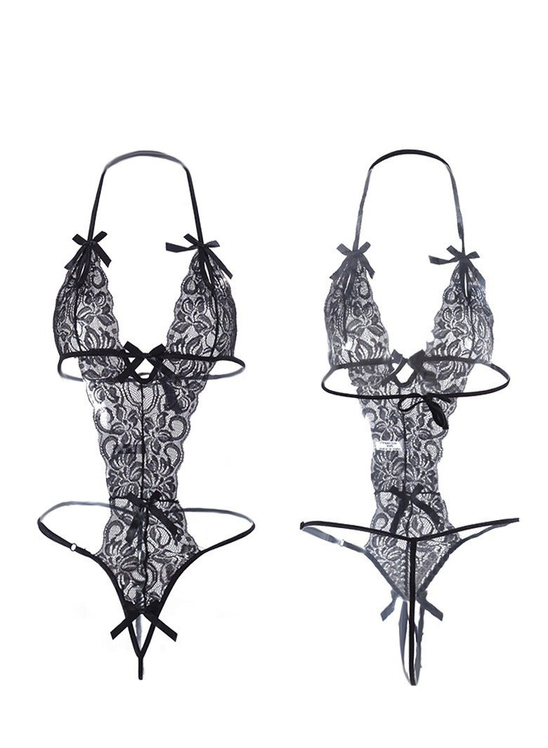 hiwonka Lingerie for Women  Lace Bodysuit Deep V Neck Teddy Babydolls Ladies Honeymoon Push Up Cut-Out - Image 1