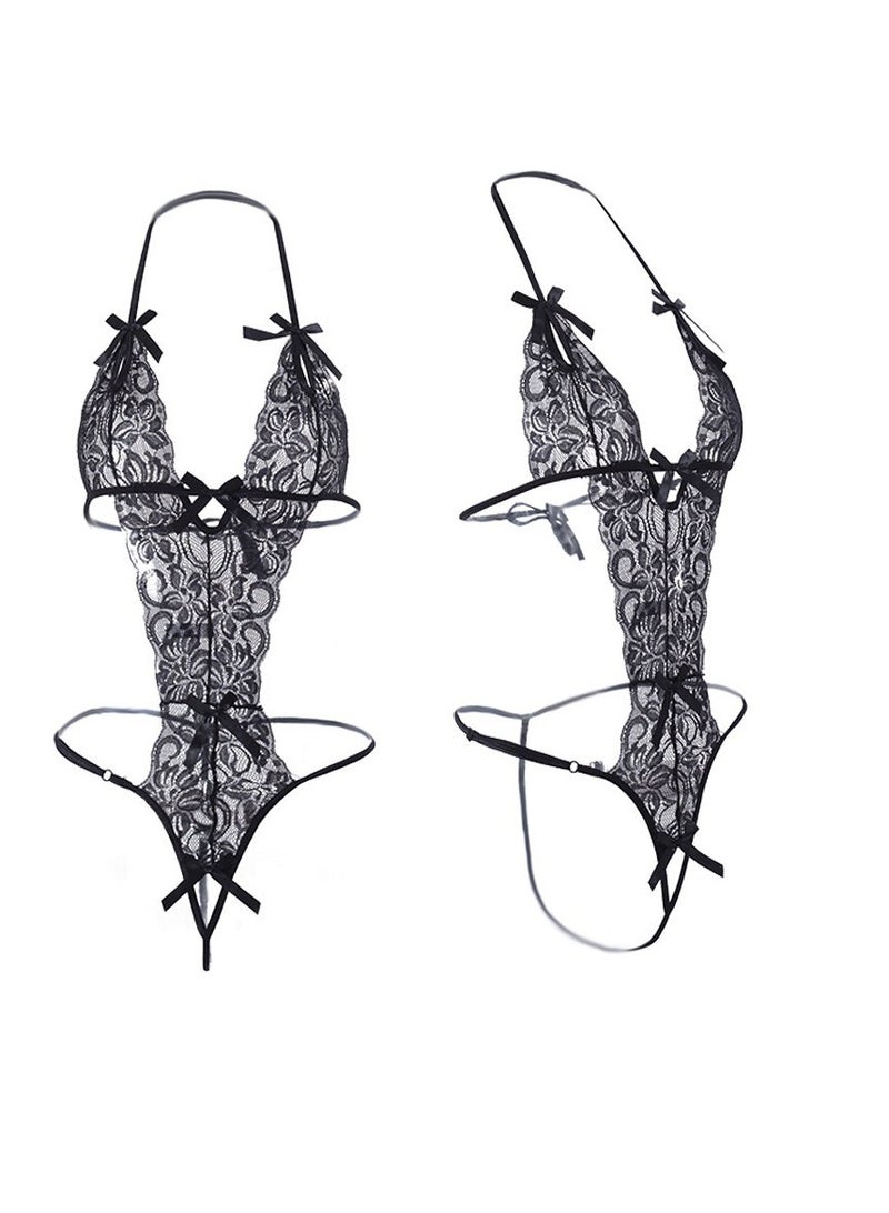 hiwonka Lingerie for Women  Lace Bodysuit Deep V Neck Teddy Babydolls Ladies Honeymoon Push Up Cut-Out - Image 2