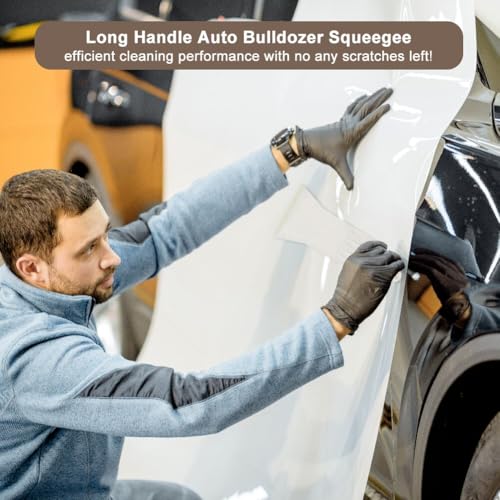Abnaok Tools Long Handle Auto Bulldozer Squeegee for Window Tint Film Installing Car Vinyl Wraps Window and Glass Cleaning (White) - Image 5