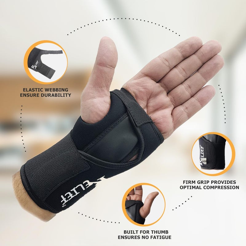 Relief Carpal Tunnel Wrist Brace - Black (Right) - Image 3