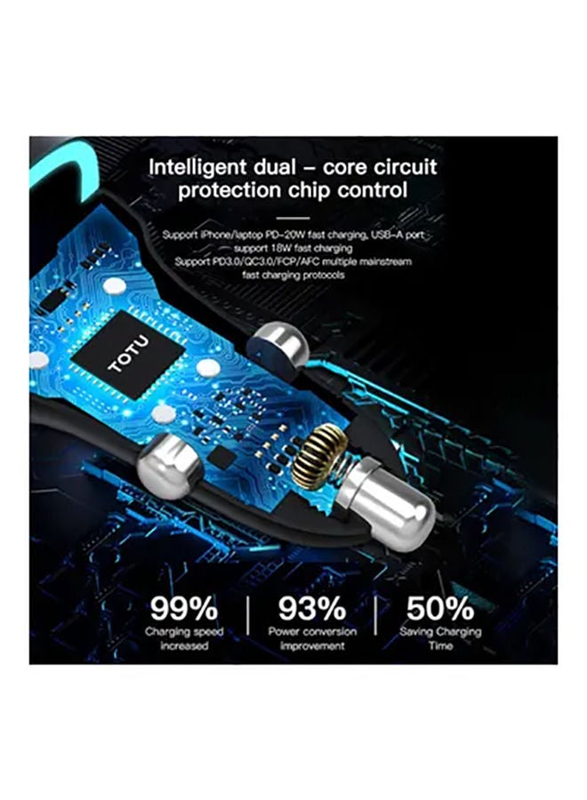 NIBEMINENT Dual Port Fast Car Charger 20W Black  - Image 3