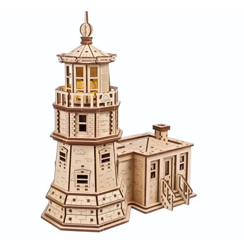 UGEARS Split Rock Lighthouse 3D Wooden Puzzles for Adults Wooden Model Kits for Adults Crafts for Adult Model Kits to Build Wooden 3D DIY Model Brain Teaser Hobby Set - Image 1