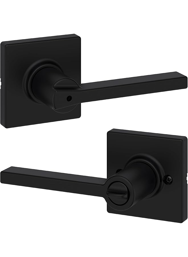 PROMASS مقبض باب خصوصية برومس كيسي لغرفة النوم / الحمام باللون الأسود غير اللامع - Image 1