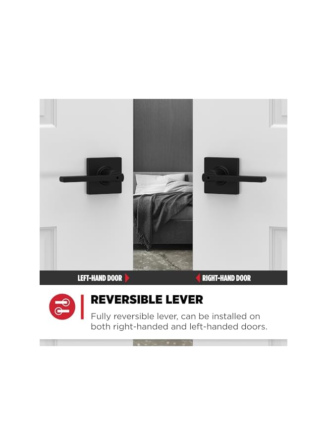 PROMASS مقبض باب خصوصية برومس كيسي لغرفة النوم / الحمام باللون الأسود غير اللامع - Image 5