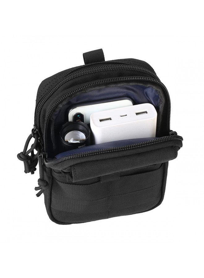 LefRight LefRight Multipurpose Tactical Molle Mobile Phone Belt Pouch EDC Gadget Slim Utility Waist Bag with Cellphone Holster Large Black - Image 2