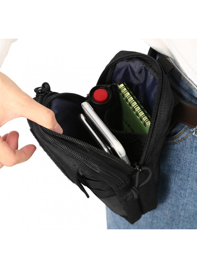 LefRight LefRight Multipurpose Tactical Molle Mobile Phone Belt Pouch EDC Gadget Slim Utility Waist Bag with Cellphone Holster Large Black - Image 3
