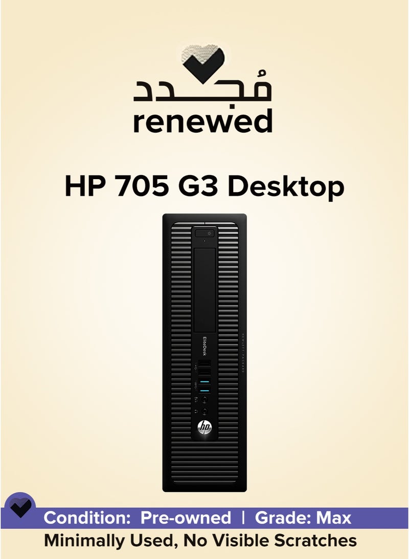 HP Renewed - EliteDesk 705 G3 Desktop , AMD PRO A12-8870 , Ram 8GB DDR4 , 500GB HDD 3.5" , AMD Radeon R7 Graphics Black - Image 1