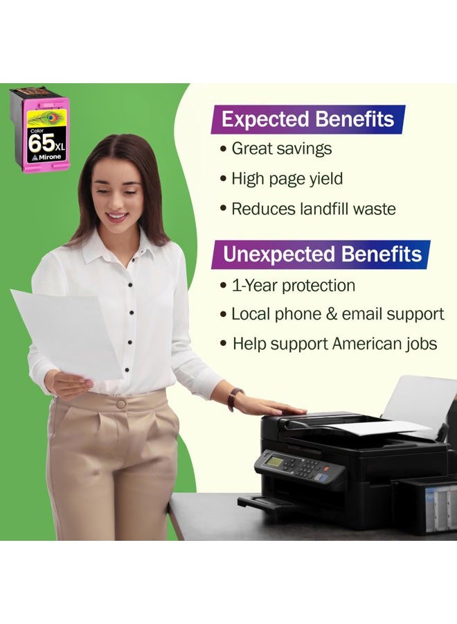 Mirone خراطيش حبر معاد تصنيعها بديل لـ HP Ink 65 65XL لحزمة خراطيش حبر HP 65 باللون الأسود لطابعات HP Deskjet 3755 3700 لخراطيش حبر HP65 XL 65xl خراطيش حبر 1c - Image 2