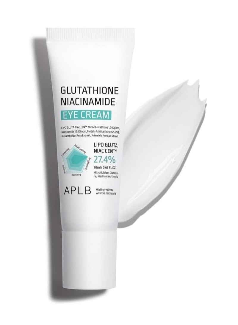 APLB Glutathione Niacinamide Eye Cream | LIPO GLUTA NIAC CEN™ 27.4% 0.68 FL.OZ/Korean Skincare, Eye cream for dark circles and puffiness, Improve elasticity & provide moisture around eye region - Image 1