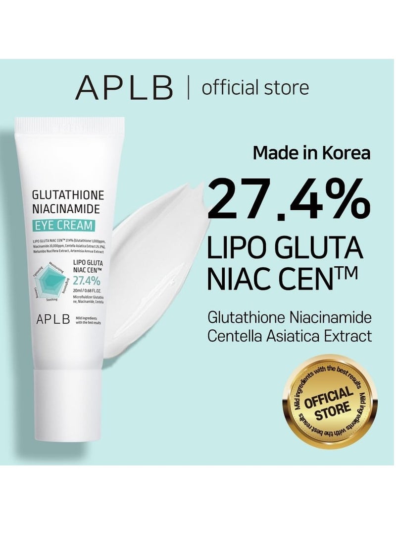 APLB Glutathione Niacinamide Eye Cream | LIPO GLUTA NIAC CEN™ 27.4% 0.68 FL.OZ/Korean Skincare, Eye cream for dark circles and puffiness, Improve elasticity & provide moisture around eye region - Image 2