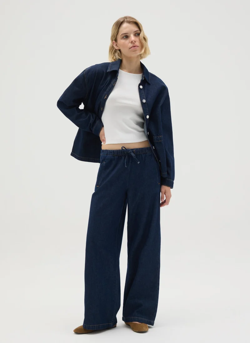 او في اس WOMEN'S REGULAR FIT PURE COTTON DENIM TROUSERS