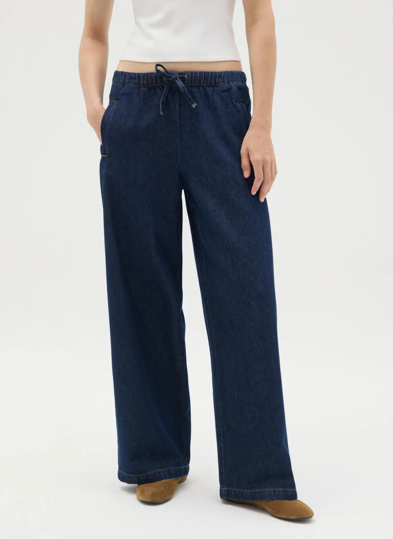 او في اس WOMEN'S REGULAR FIT PURE COTTON DENIM TROUSERS