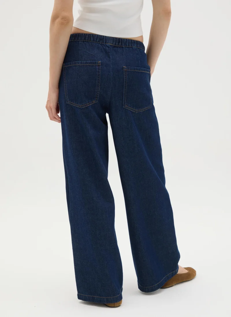 او في اس WOMEN'S REGULAR FIT PURE COTTON DENIM TROUSERS