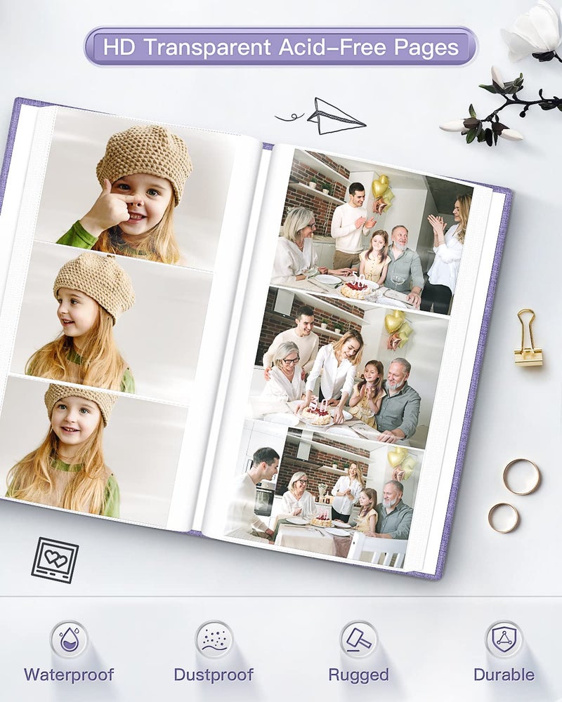 popotop Photo Album 4x6-300 Photos Linen Cover Photo Books with 300 Horizontal Pockets,Slip-in Picture Albums for Family Wedding Anniversary Baby Vacation Pictures - Image 3