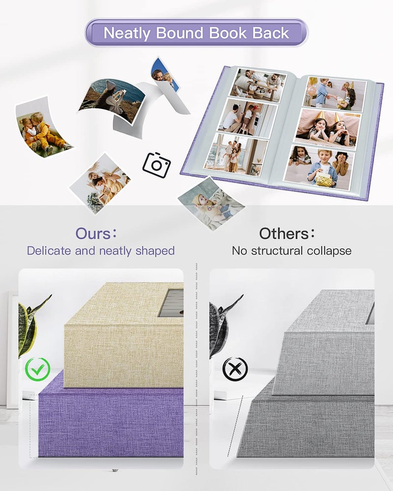 popotop Photo Album 4x6-300 Photos Linen Cover Photo Books with 300 Horizontal Pockets,Slip-in Picture Albums for Family Wedding Anniversary Baby Vacation Pictures - Image 5