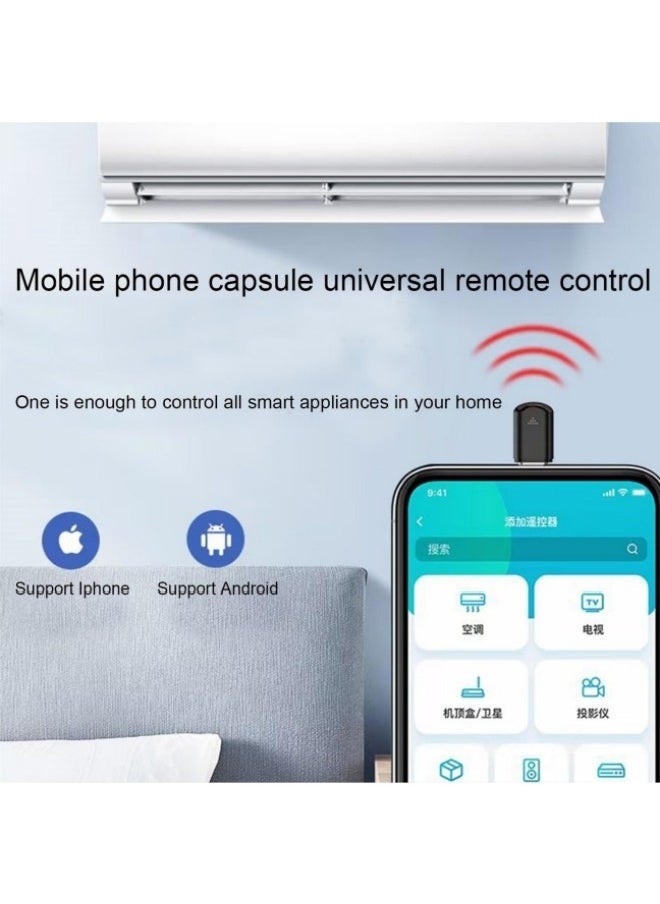 Healife - Mini Smartphone IR Remote Controller Adapter for iPhone Infrared Universal Remote Control All in One Air Conditioner/TV (for Lighting, BLACK) - Image 1