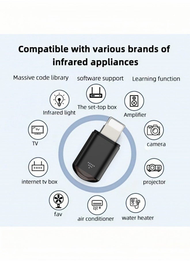 Healife - Mini Smartphone IR Remote Controller Adapter for iPhone Infrared Universal Remote Control All in One Air Conditioner/TV (for Lighting, BLACK) - Image 1