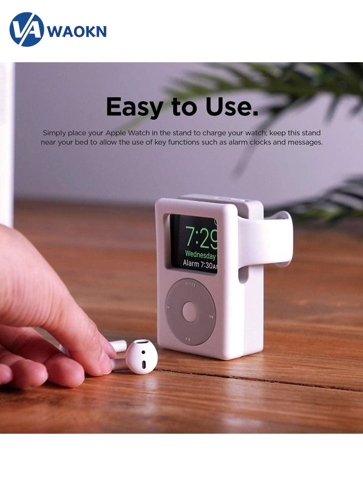 WAOKN Ipods Theme Apple Watch Stand Compatible with iWatch Series 7 6 SE 5 4 3 2 1 White  - Image 4