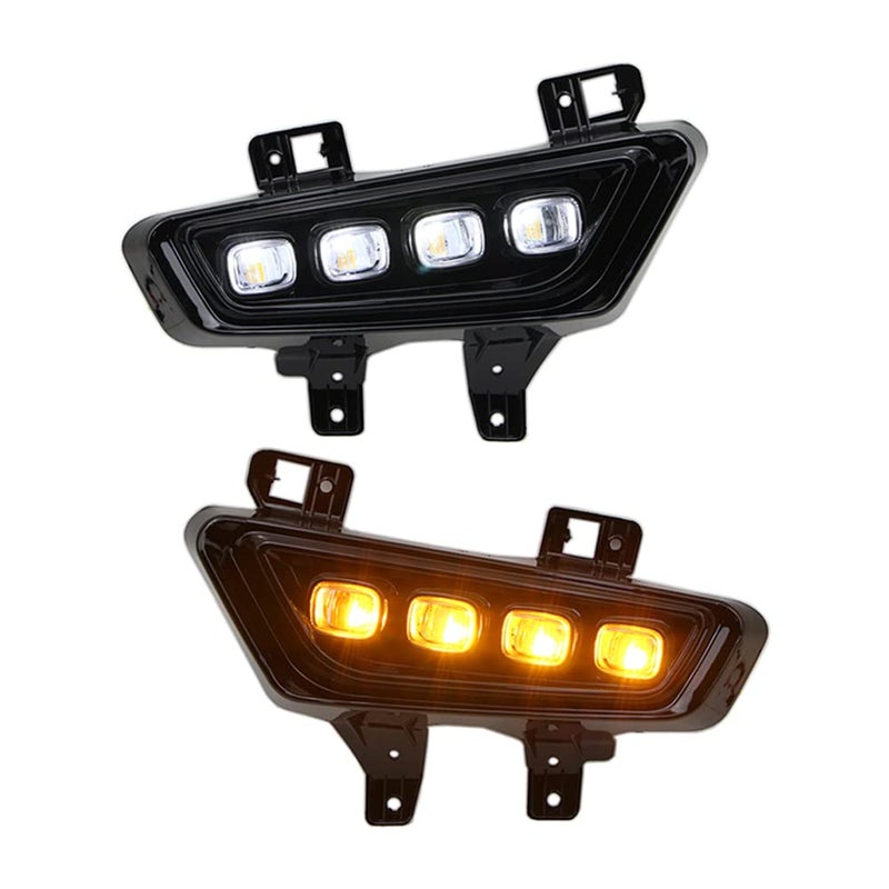 Dreamseek LED DRL for Ford F150 F150 Raptor R 2021 2022 2023 Front Driving Fog Lamps Trunk Bumper Daytime Running Light Assembly Kits with Amber Turn Signal