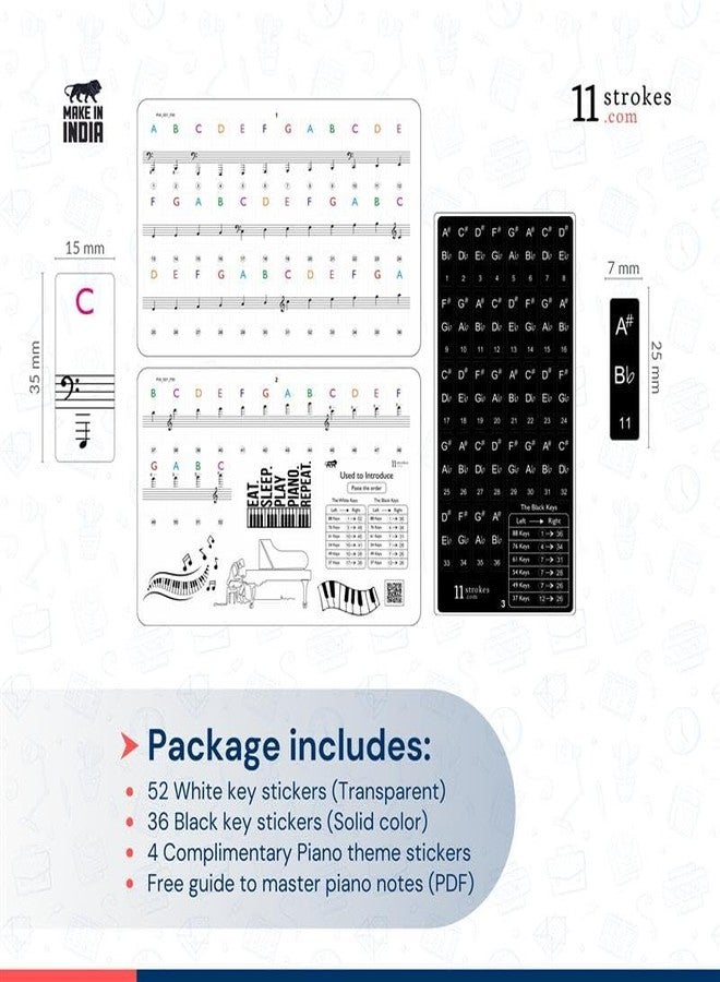 11 Strokes Piano Stickers Labels for 37, 49, 54, 61, 88 Keys Keyboard Stickers | for Piano for Adults/Kids | Ideal for Yamaha, Casio, Juarez, Roland, Korg Piano Keyboard - Image 5